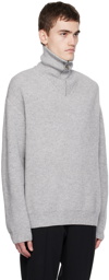 Solid Homme Gray Half-Zip Sweater