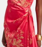 Erdem Draped floral duchess satin gown