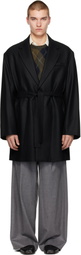 ssstein Black Compressed Flannel Half Coat
