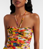 Dolce&Gabbana Ruched floral halterneck minidress