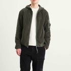 C.P. Company Men's Corduroy Lens Zip Hoodie in Dark Shadow
