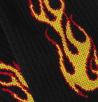 Palm Angels - Flames Stretch Cotton-Blend Socks - Men - Black