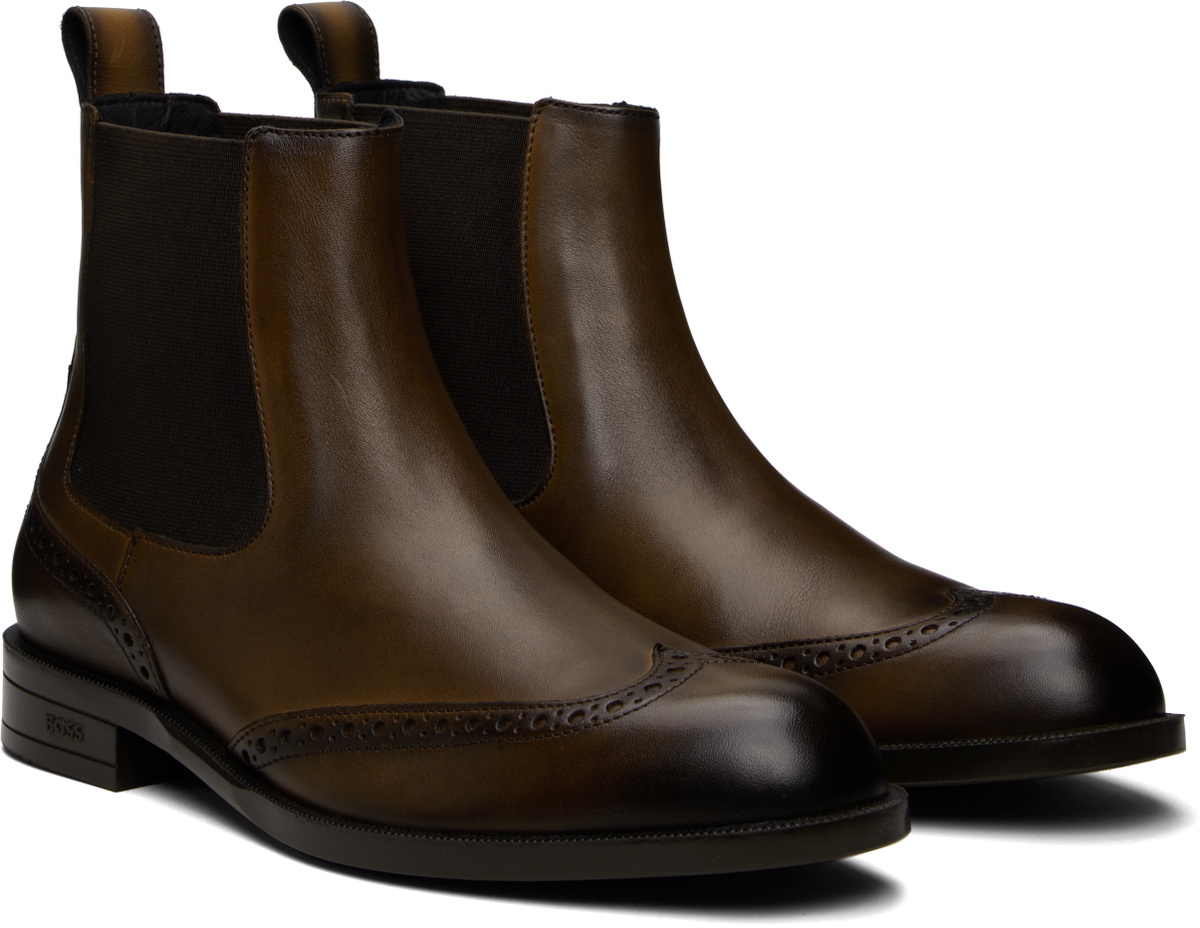 BOSS Brown Leather Chelsea Boots