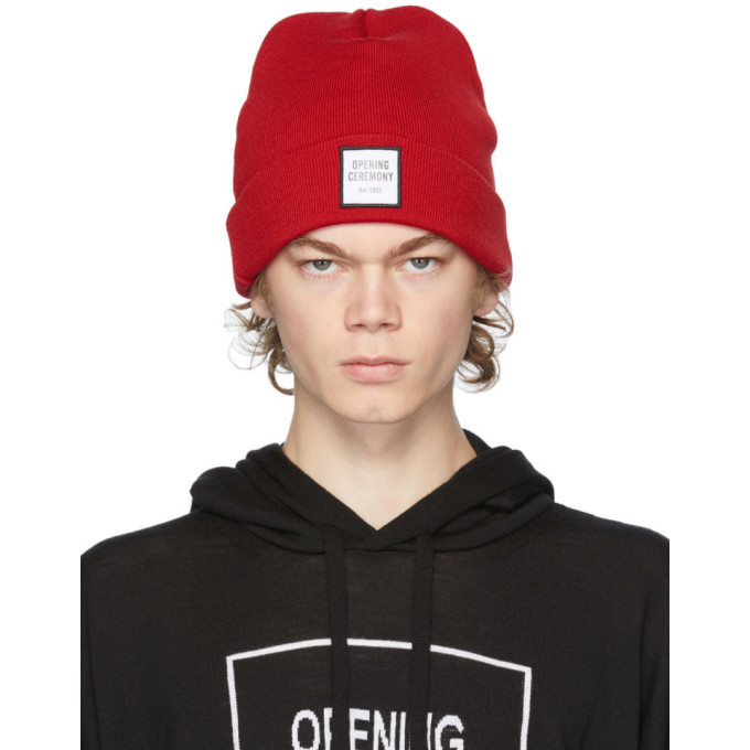 Opening Ceremony Red Wool Logo Beanie Opening Ceremony