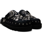 Toga Pulla Black Eyelet Metal Sabot Slip-On Loafers