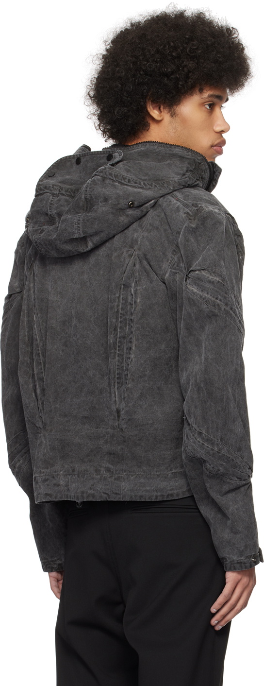 Juntae Kim Black Gather-Slashed Denim Jacket