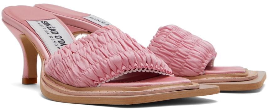 Sinéad O’Dwyer Pink Tabitha Ringwood Edition Satin & Leather Heels