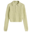 Auralee Women's Mohair Knit Polo in Light Khaki