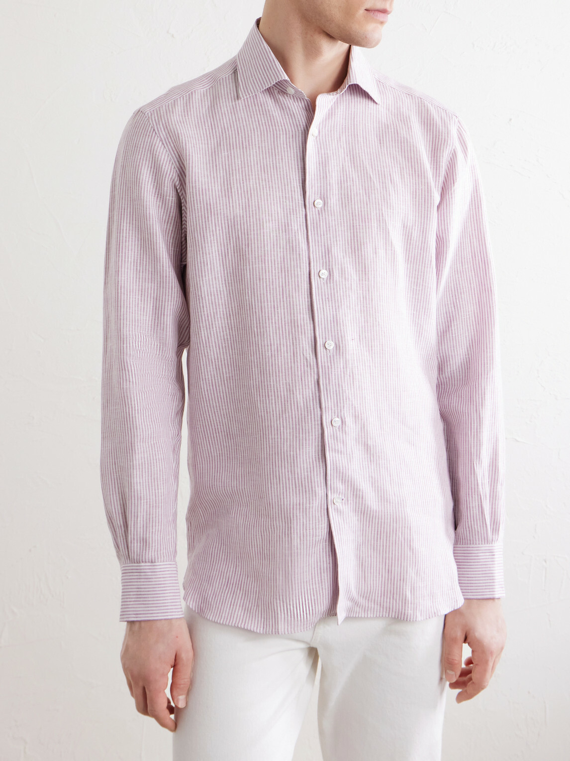 Zegna - Striped Linen Shirt - Pink