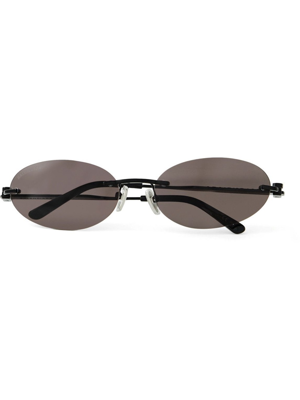 Photo: Balenciaga - Oval-Frame Metal Sunglasses