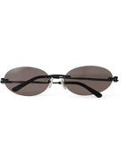 Balenciaga - Oval-Frame Metal Sunglasses