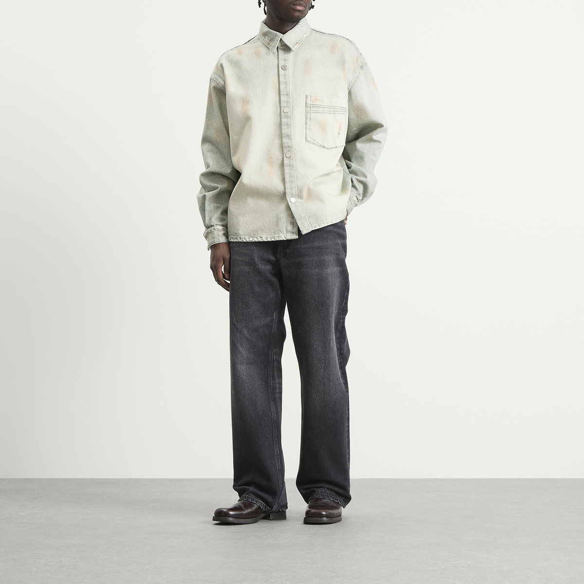 Won Hundred Men's Maza Printed Denim Shirt in Digital Painted