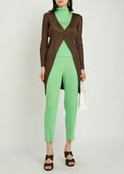 Pleats Please Issey Miyake Pleated Woven Coat Brown
