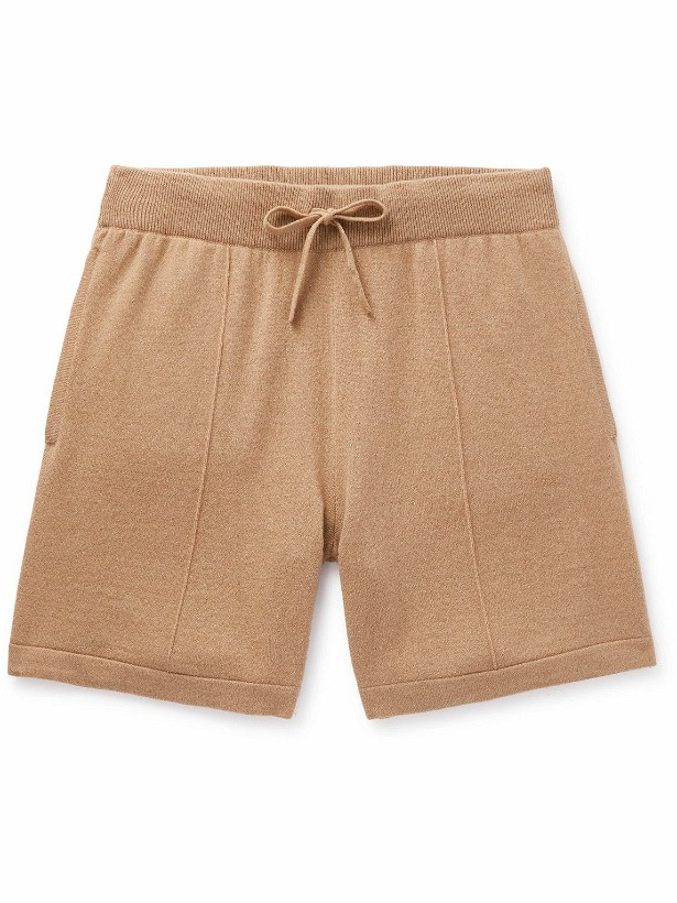 Photo: Mr P. - Straight-Leg Pintucked Wool and Cashmere-Blend Drawstring Shorts - Brown