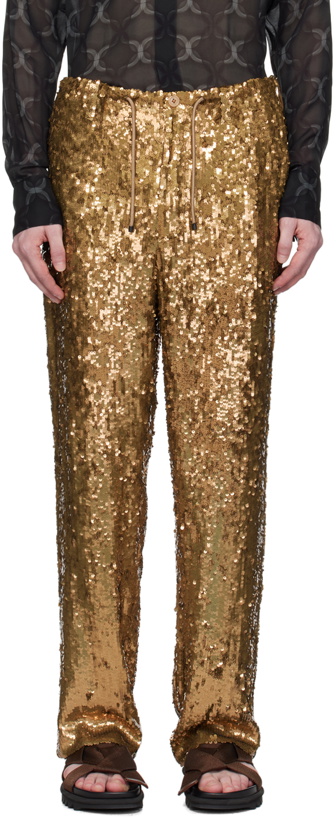 Photo: Dries Van Noten Gold Embellished Trousers