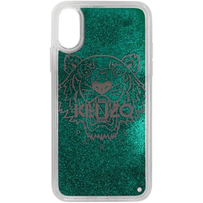 Photo: Kenzo Green Glitter Tiger Head iPhone X/XS Case