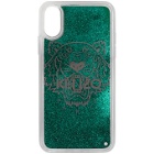 Kenzo Green Glitter Tiger Head iPhone X/XS Case
