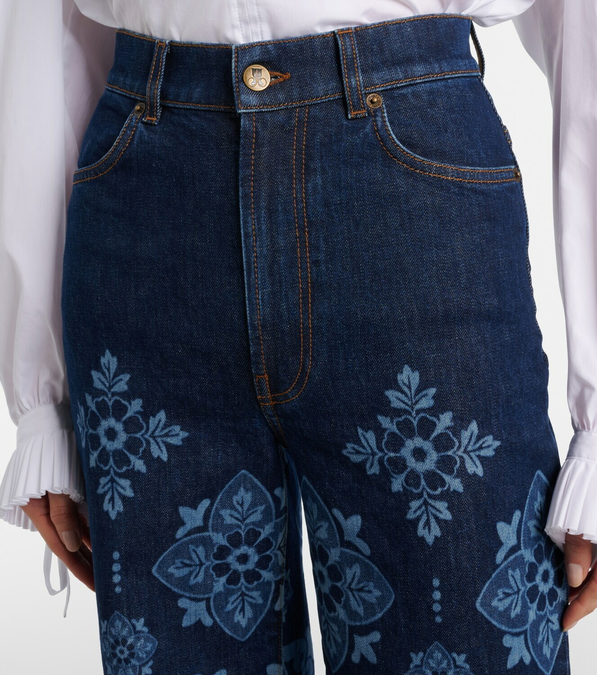 La DoubleJ Partenope printed high-rise flared jeans