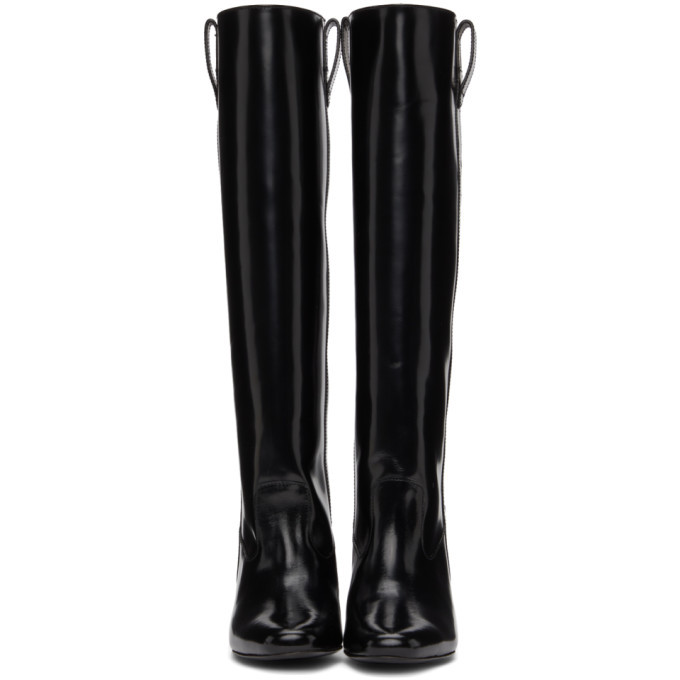AMI Alexandre Mattiussi Black Leather Block Heel Tall Boots  display picture 3