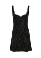 Alice + Olivia Eve Embellished Stretch-mesh Mini Dress Black