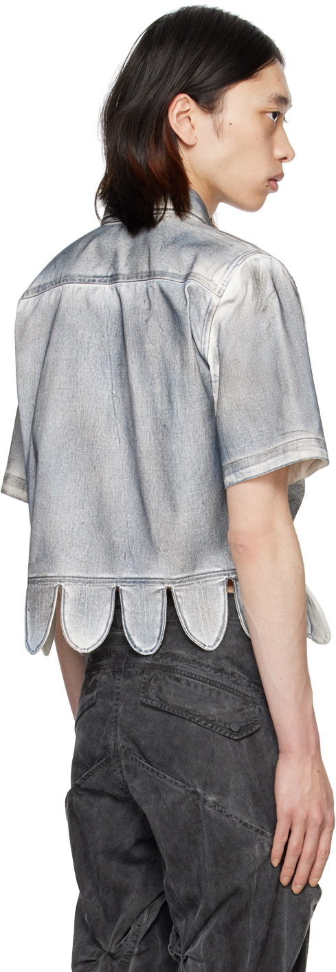 Juntae Kim Blue Petal Corset Denim Shirt