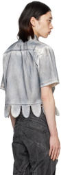 Juntae Kim Blue Petal Corset Denim Shirt