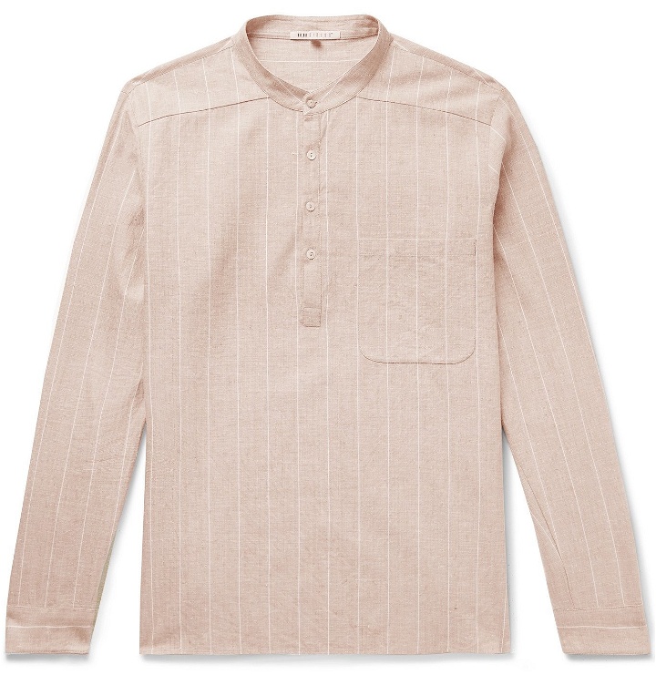 Photo: 11.11/eleven eleven - Grandad-Collar Striped Slub Cotton Shirt - Neutrals