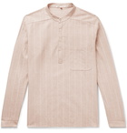 11.11/eleven eleven - Grandad-Collar Striped Slub Cotton Shirt - Neutrals