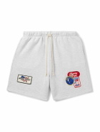 Cherry Los Angeles - Straight-Leg Appliquéd Cotton-Jersey Drawstring Shorts - Gray