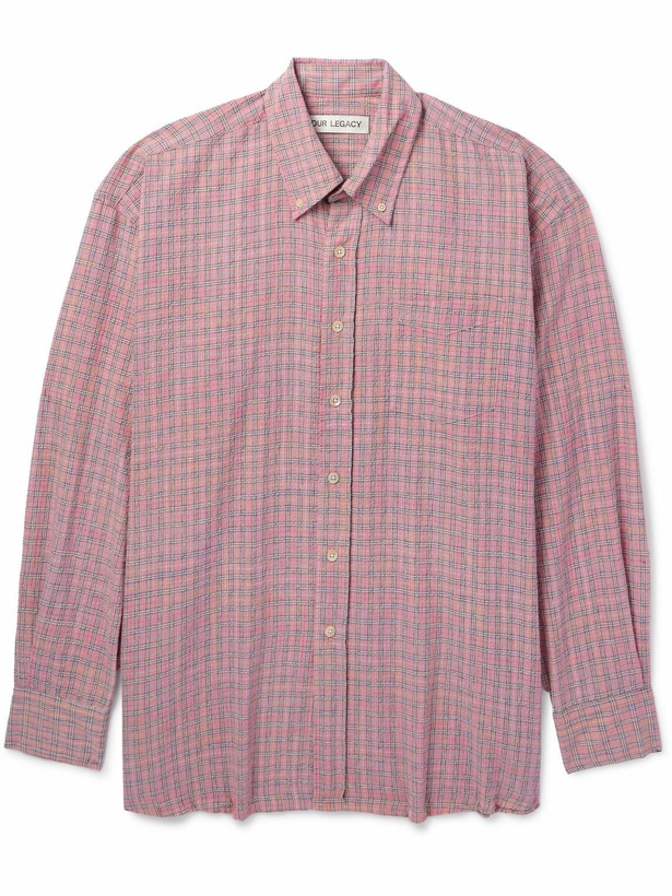 Photo: Our Legacy - Borrowed Button-Down Collar Checked Woven Shirt - Pink