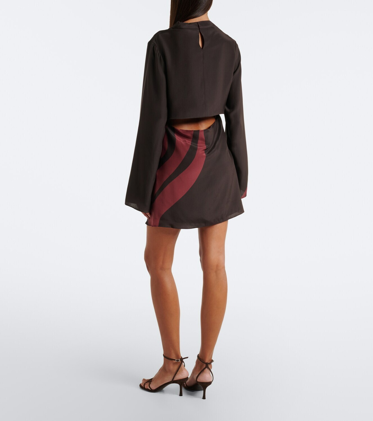 SIR Printed silk satin minidress