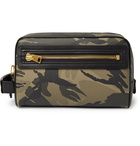 TOM FORD - Camouflage-Print Full-Grain Leather Wash Bag - Gray