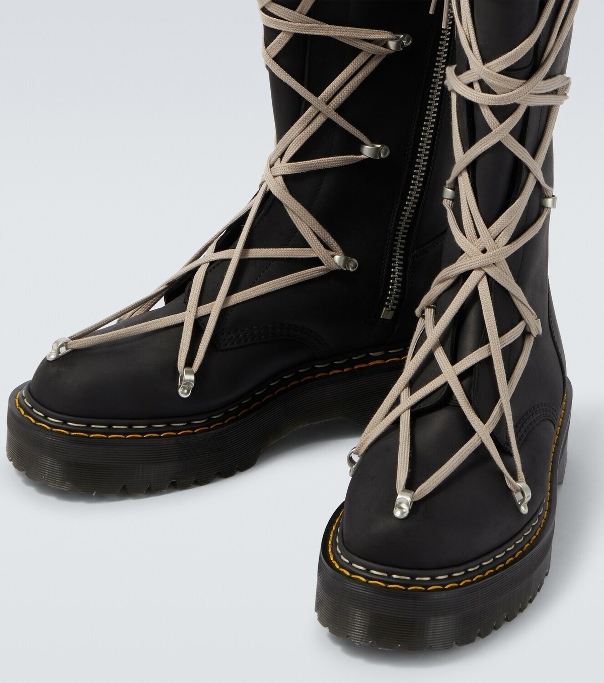 Rick Owens x Dr. Martens 1B60 Quad Sole Pentalace knee-high boots