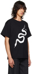 LU'U DAN Black Serpent Streak Oversized Concert T-Shirt