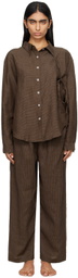 Deiji Studios Brown String Linen Pyjama Set