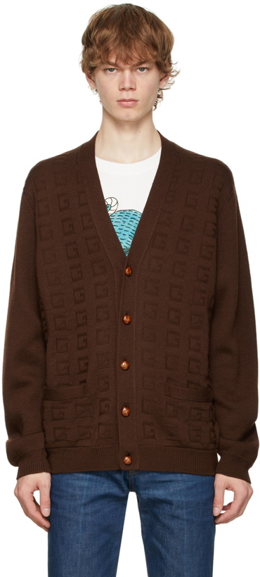 Photo: Gucci Brown Wool Logo Cardigan