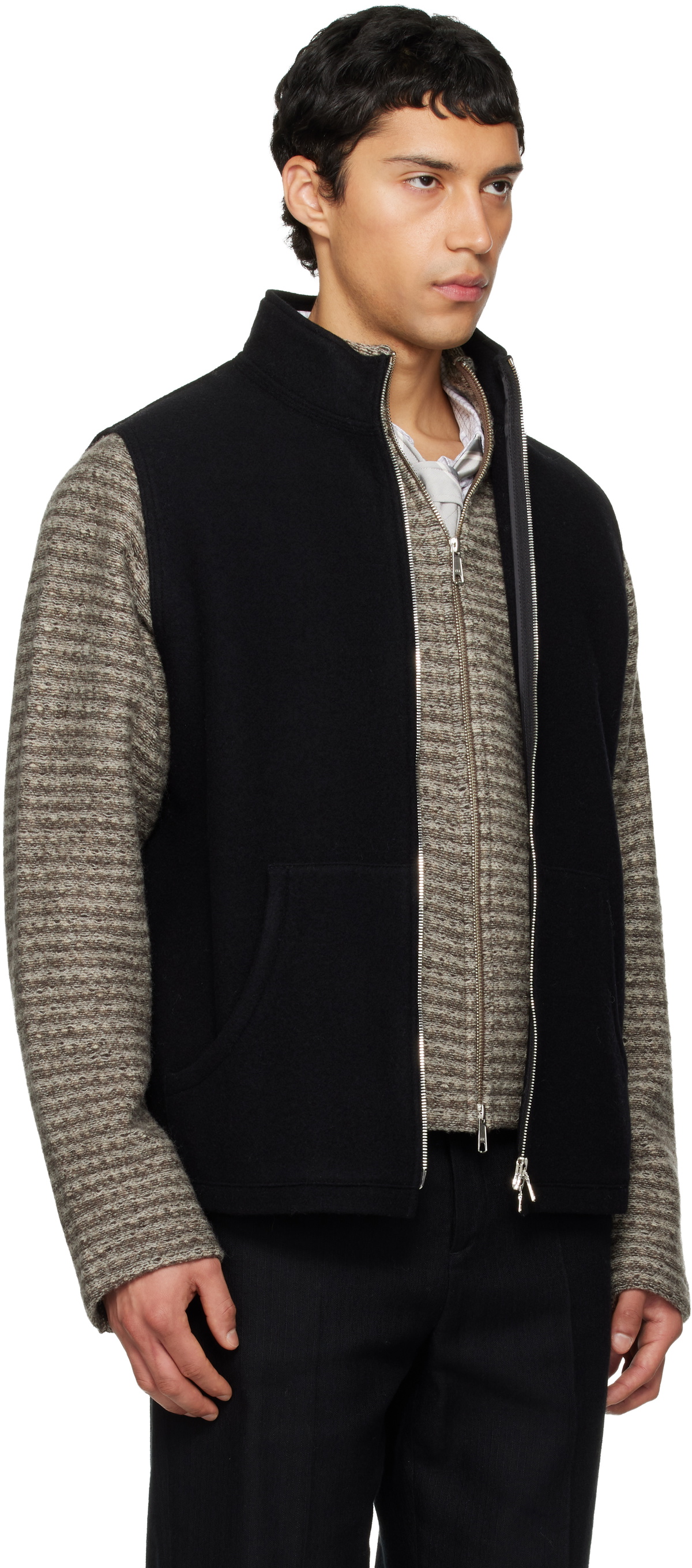 Rier Black Fleece Full Zip Vest