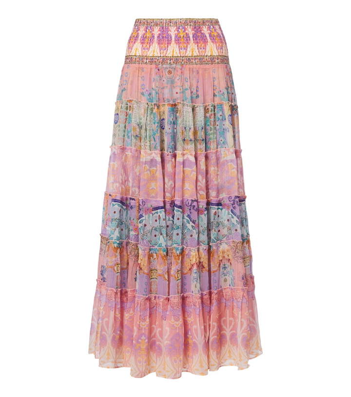 Photo: Camilla Printed tiered silk maxi skirt