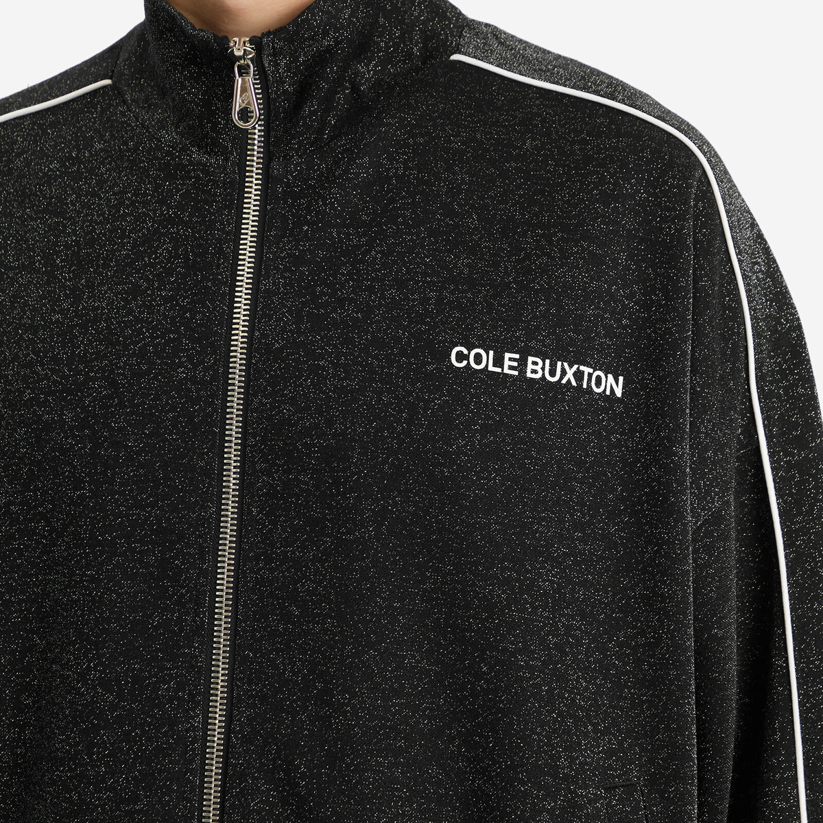 Cole Buxton Men's Glitter Piped Track Jacket in Black