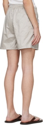 Serapis Gray Embroidered Logo Swim Shorts