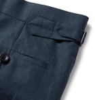Kingsman - Navy Cotton, Linen and Silk-Blend Suit Trousers - Navy