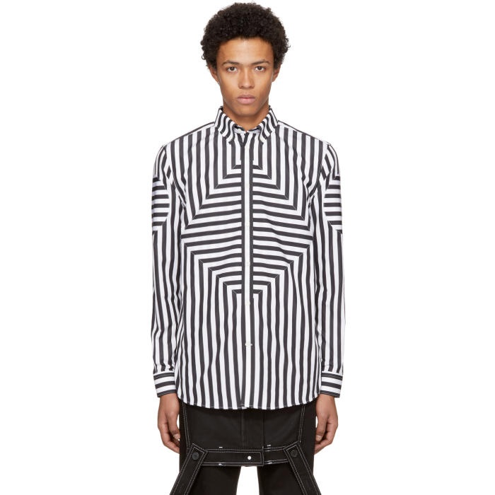 Photo: Givenchy Black and White Panelled Striped Shirt 