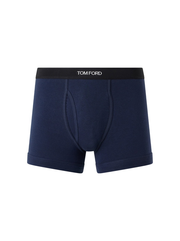 Photo: TOM FORD - Stretch Cotton-Blend Jersey Boxer Briefs - Blue