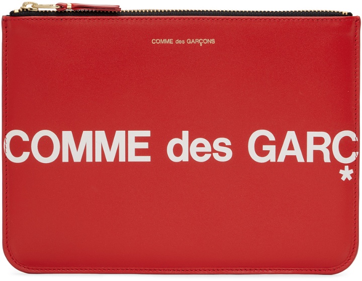 Photo: COMME des GARÇONS WALLETS Red Huge Logo Pouch