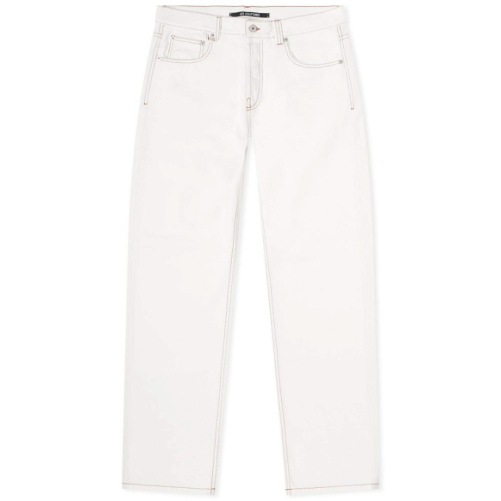 Photo: Jacquemus Men's Droit Large Tab Denim Jeans in Off White