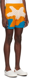 Bonsai Orange & Blue Intarsia Shorts