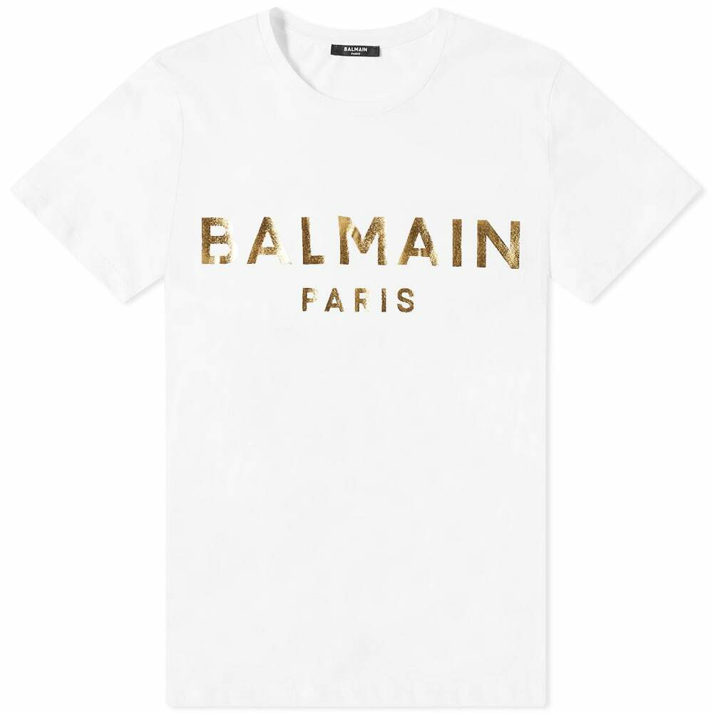 Balmain Men's Foil Logo in White/Gold Balmain