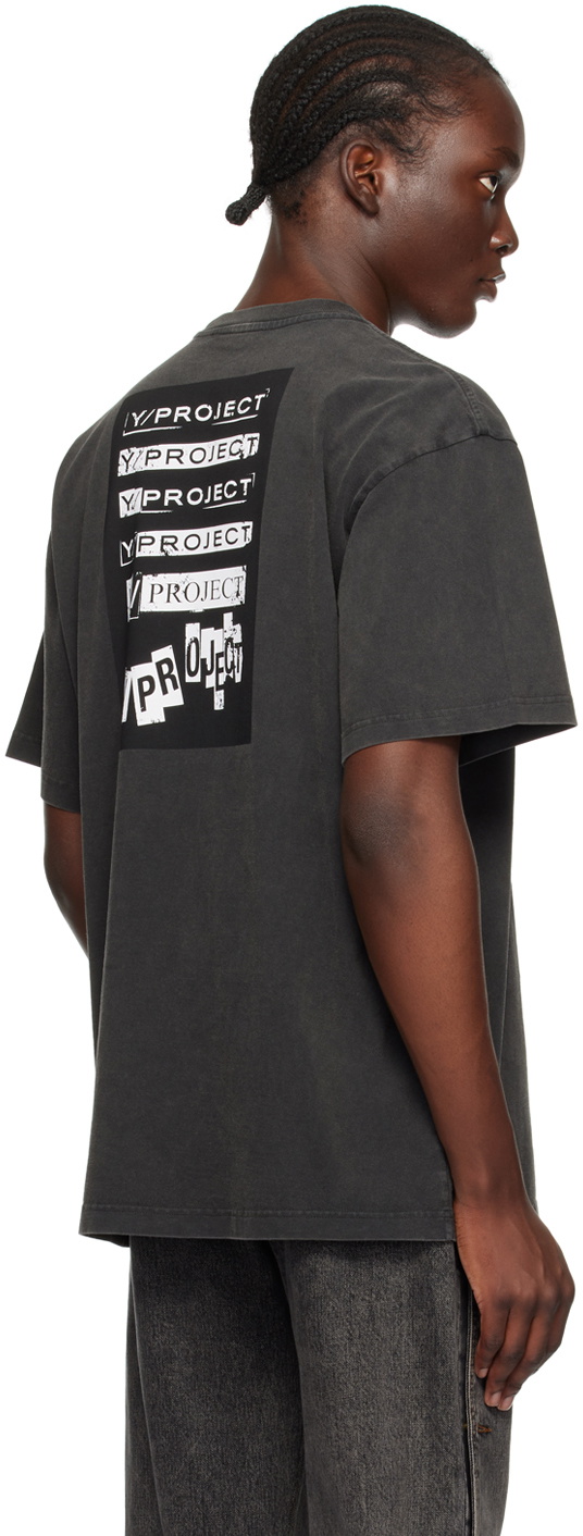 Y/Project Black Vintage Rock Band Print Pinched Logo T-Shirt