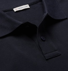 Moncler - Logo-Print Cotton-Piqué Polo Shirt - Blue