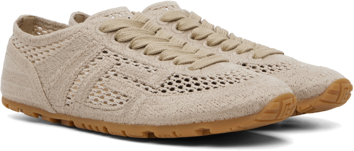BALMAIN Beige Racer 45 Macramé Sneakers
